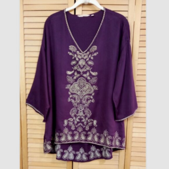 Soft Surroundings Idaira Hi/Low Embroidered Tunic M - Picture 4 of 6
